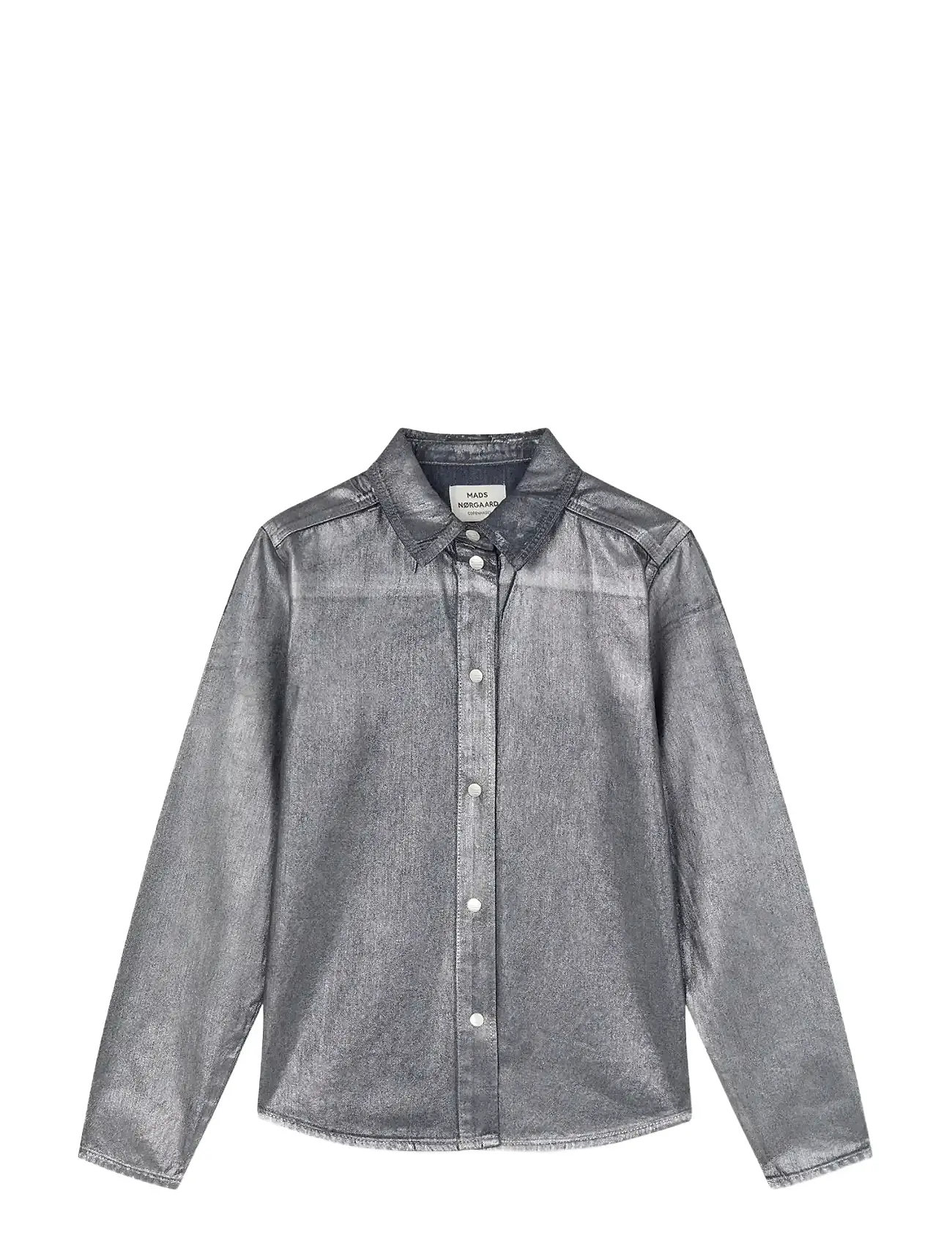 MADS NØRGAARD Metallic Denim Calva Shirt Grau - 40 - Damen