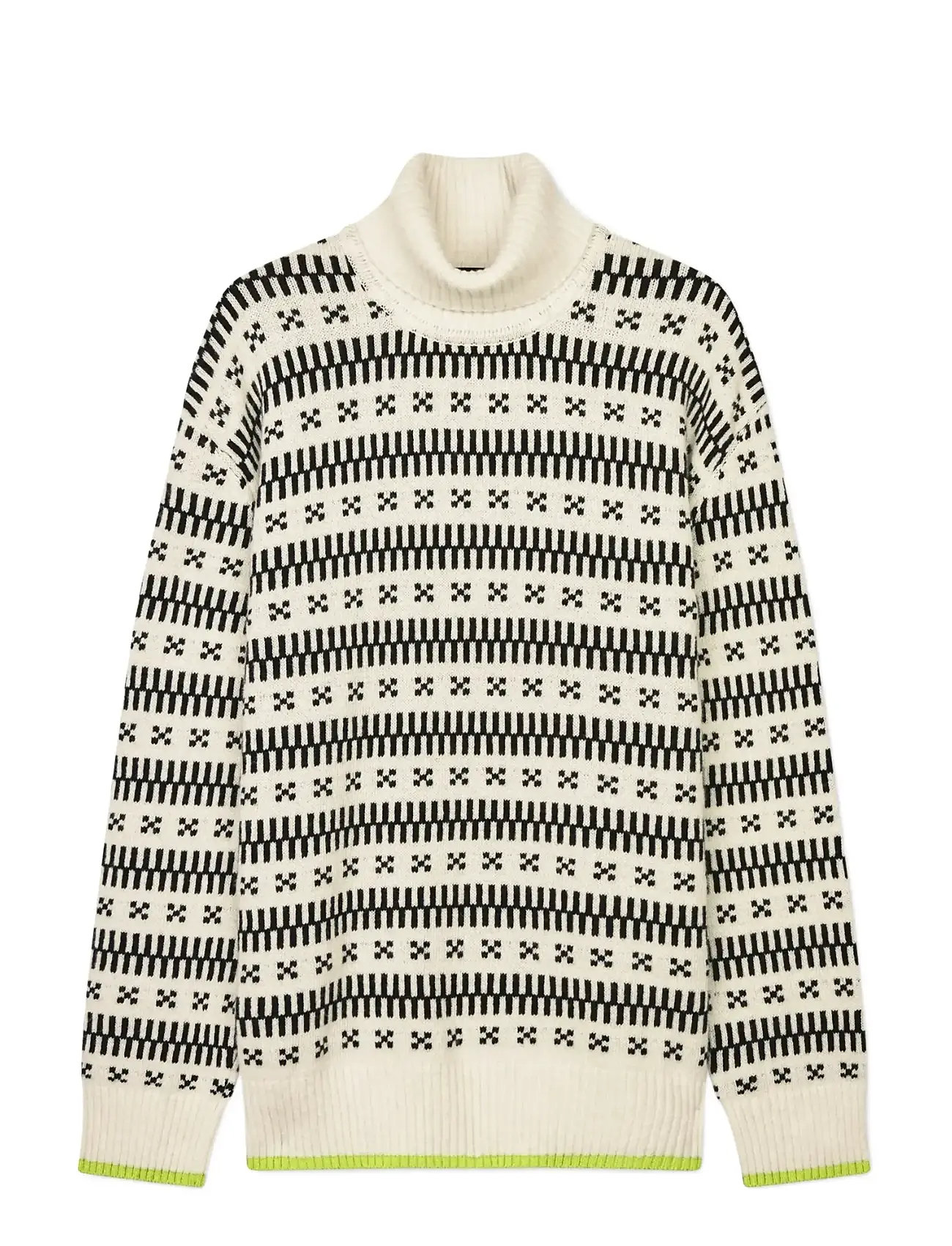 MADS NØRGAARD Lammwolle Gustav Iceland Turtle Knit Cream - L - Herren