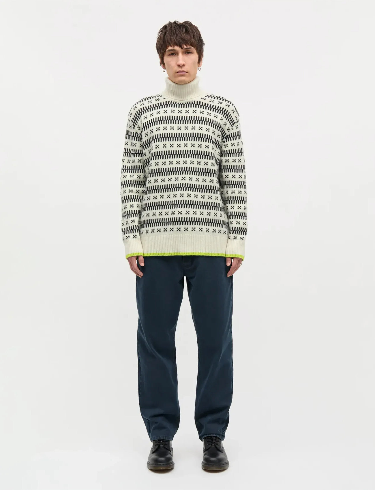 Mads Nørgaard Lambswool Gustav Iceland Turtle Knit, S, Cream, Strik > Rullekraves, Herre