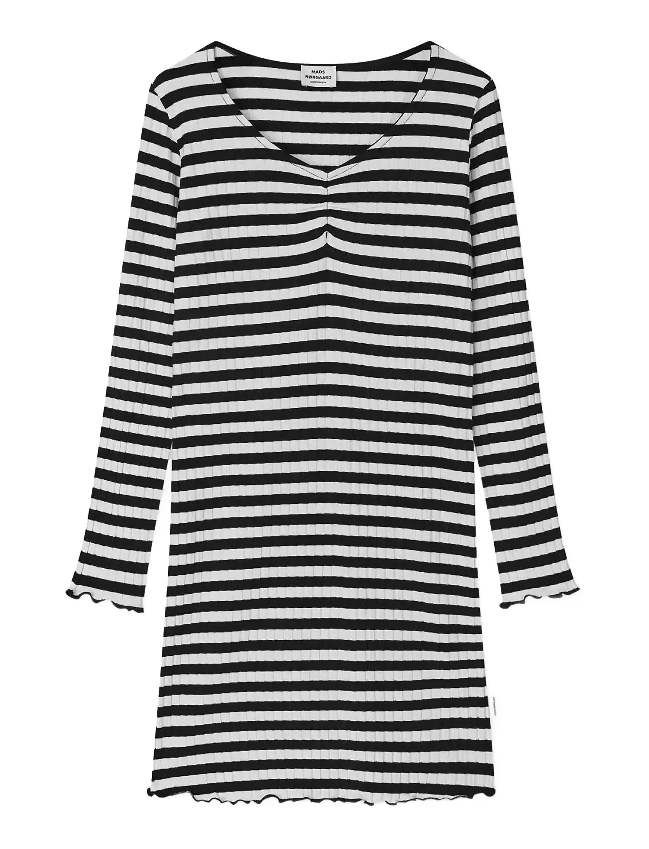 Mads Nørgaard 5X5 Classic Stripe Tikina Dress, 128, Black, Fritidskjoler > Fritidskjoler Med Lange Ærmer, Børn