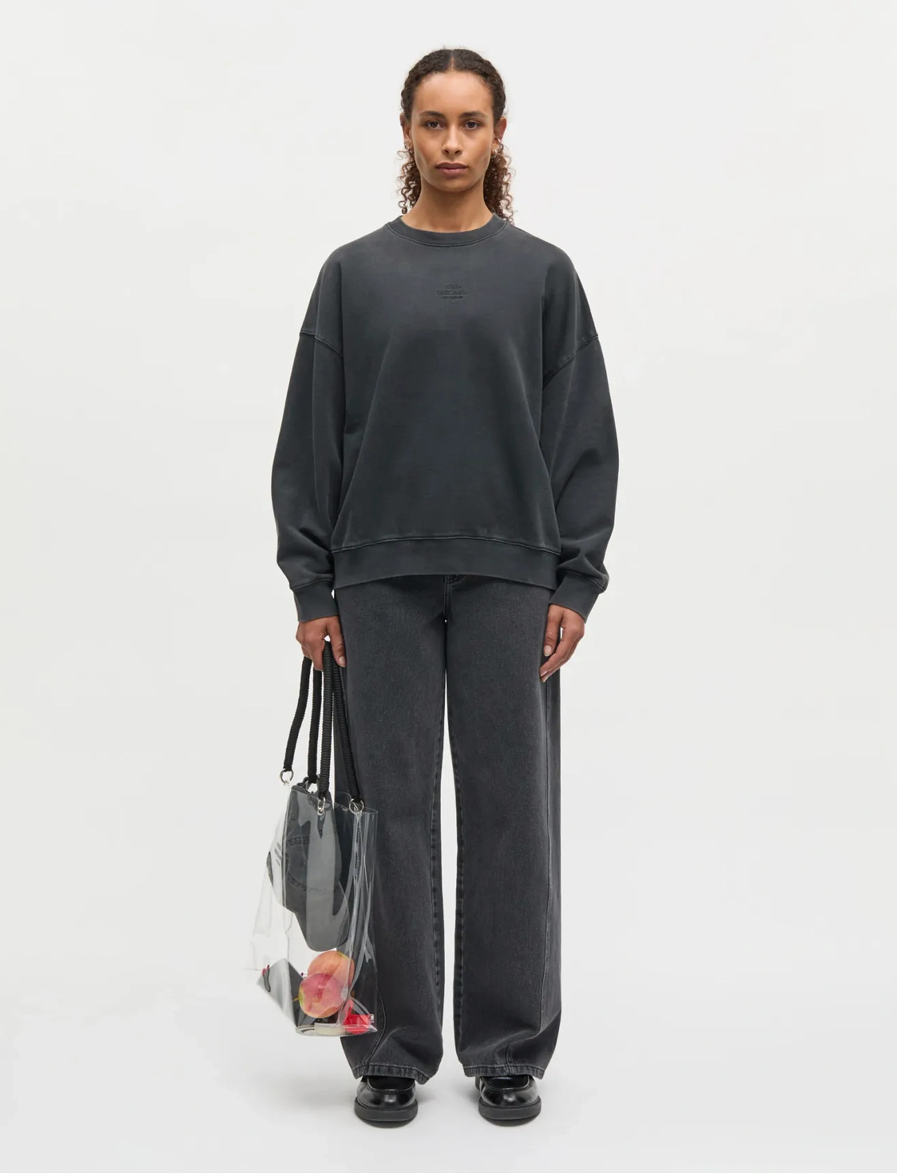 Mads Nørgaard Compact Cotton Atli Sweatshirt, S, Black, Sweatshirts & Hættetrøjer > Sweatshirts, Dame