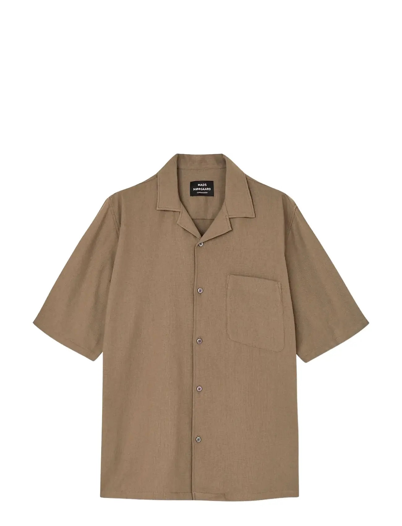 Mads Nørgaard Texture Kenji Shirt Ss, L, Brown, Skjorter > Kortærmede Shirts, Herre