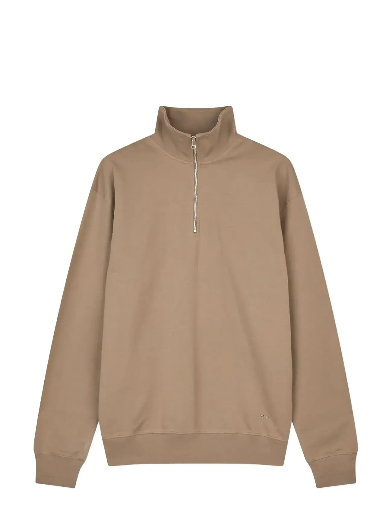 Mads Nørgaard Light Terry Hans Half Zip Sweat, L, Brown, Strik > Trøjer Med Halv Lynlås, Herre