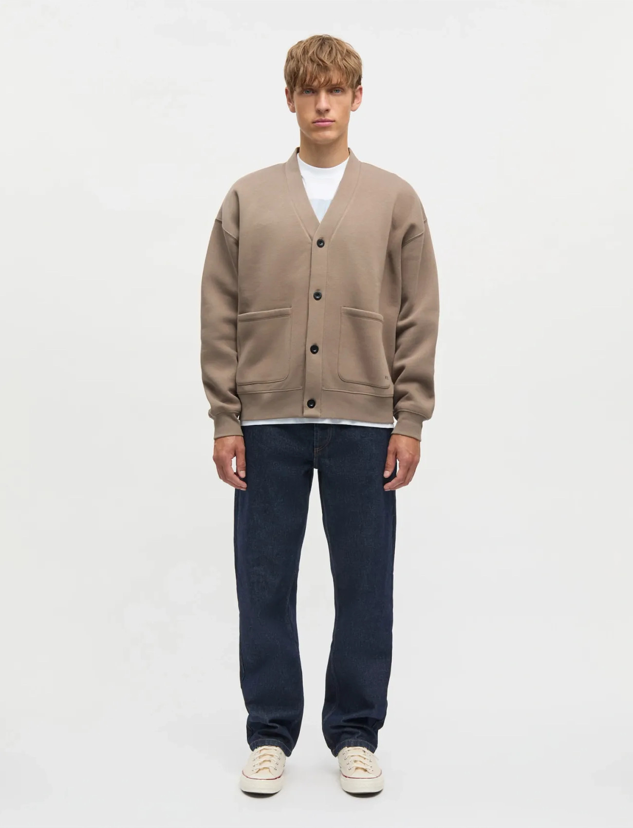 Mads Nørgaard Standard Novak Cardigan Sweat, XXL, Brown, Strik > Cardigans, Herre