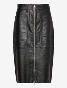 Smooth Leather Sanni Skirt - leather skirts - black