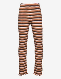 5x5 Stripe Lala Leggings - leginsy - 5x5 stripe pecan brown