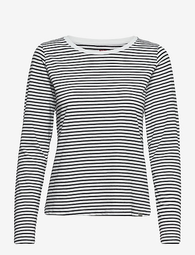 Organic Jersey Stripe Tenna Tee FAV - topi ar garām piedurknēm - white/black