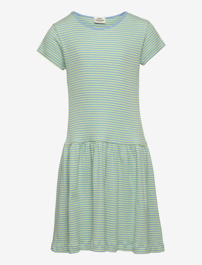 2x2 Cotton Stripe Daisina Dress - sukienki codzienne z krótkim rękawem - della robbia blue/sunny lime
