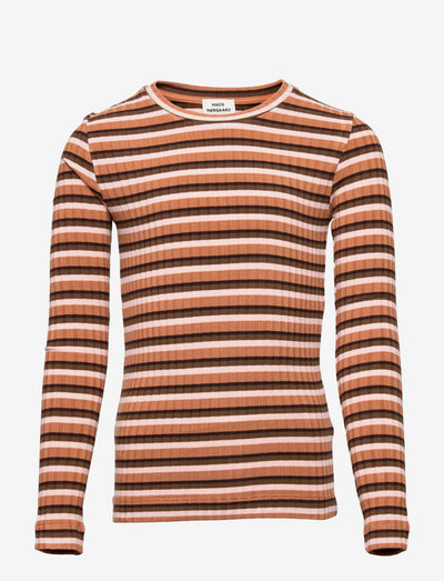 5x5 Stripe Talika Top - langærmede t-shirts med mønster - 5x5 stripe pecan brown