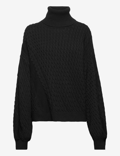 Recycled Wool Mix Rerik Sweater - džemperi ar augstu apkakli - black