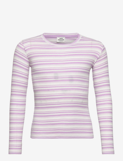 2x2 Cotton Stripe Talino Top - langærmede t-shirts med mønster - white alyssum / lavendula