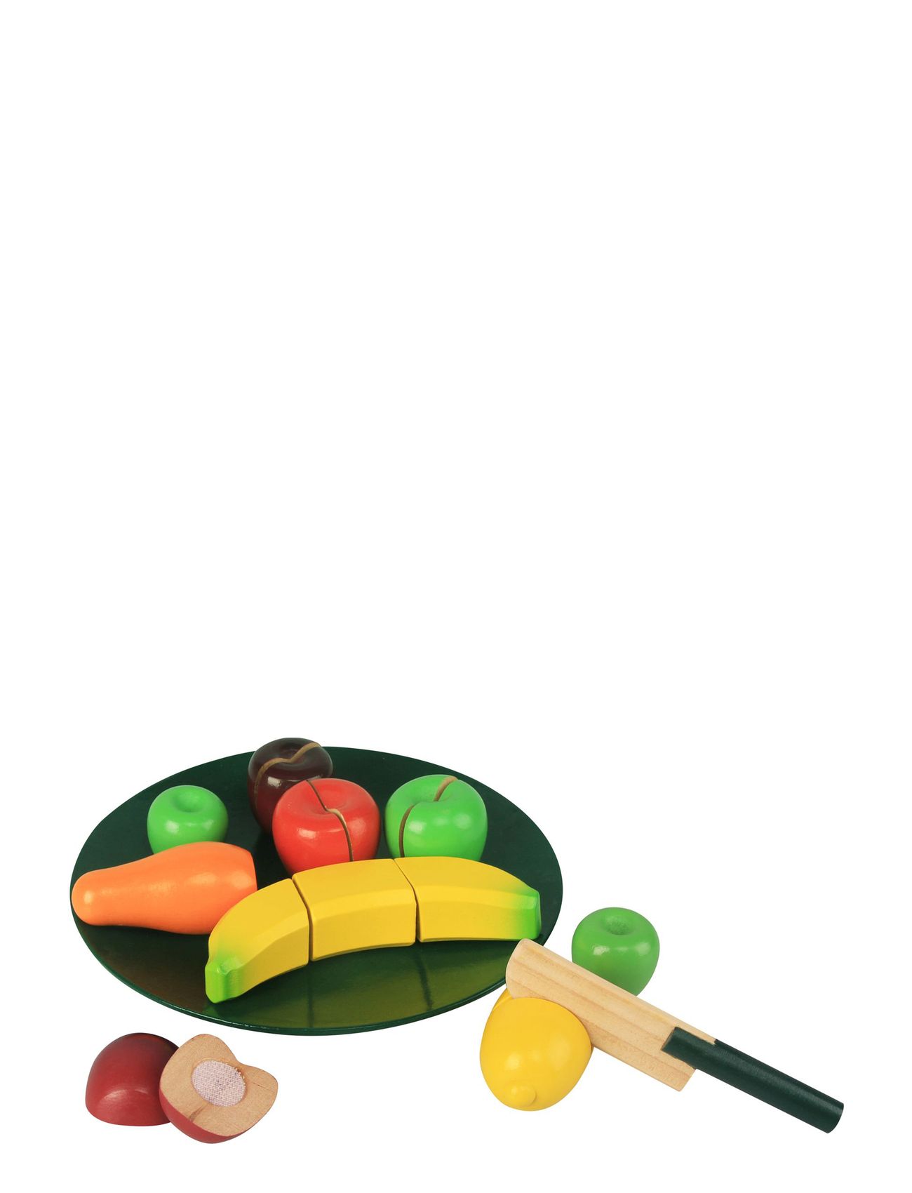 Fruit In Wood On The Plate, With Velcro Toys Toy Kitchen & Accessories Toy Food & Cakes Multi/patterned Magni Toys