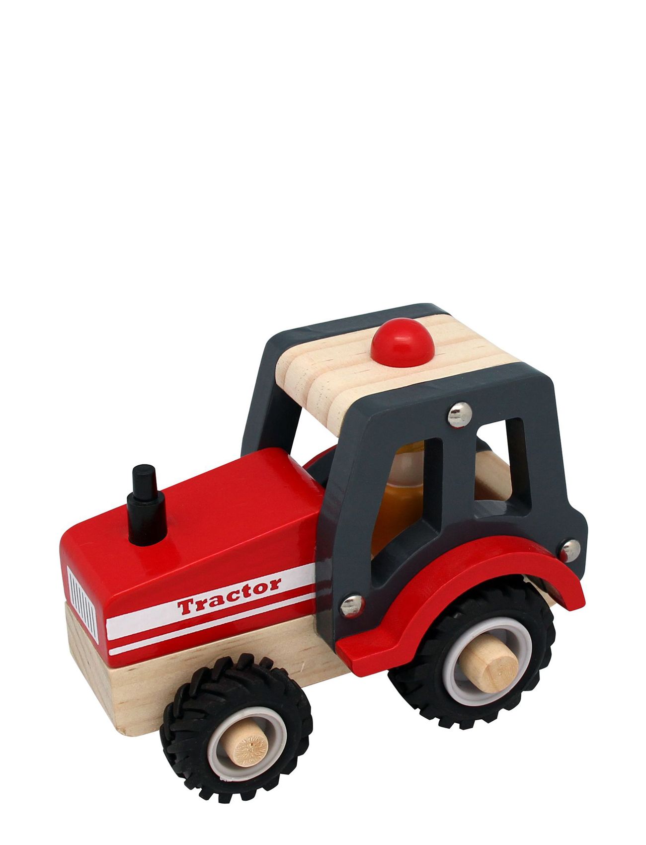 Wooden Tractor With Rubber Wheels Toys Toy Cars & Vehicles Toy Vehicles Tractors Red Magni Toys