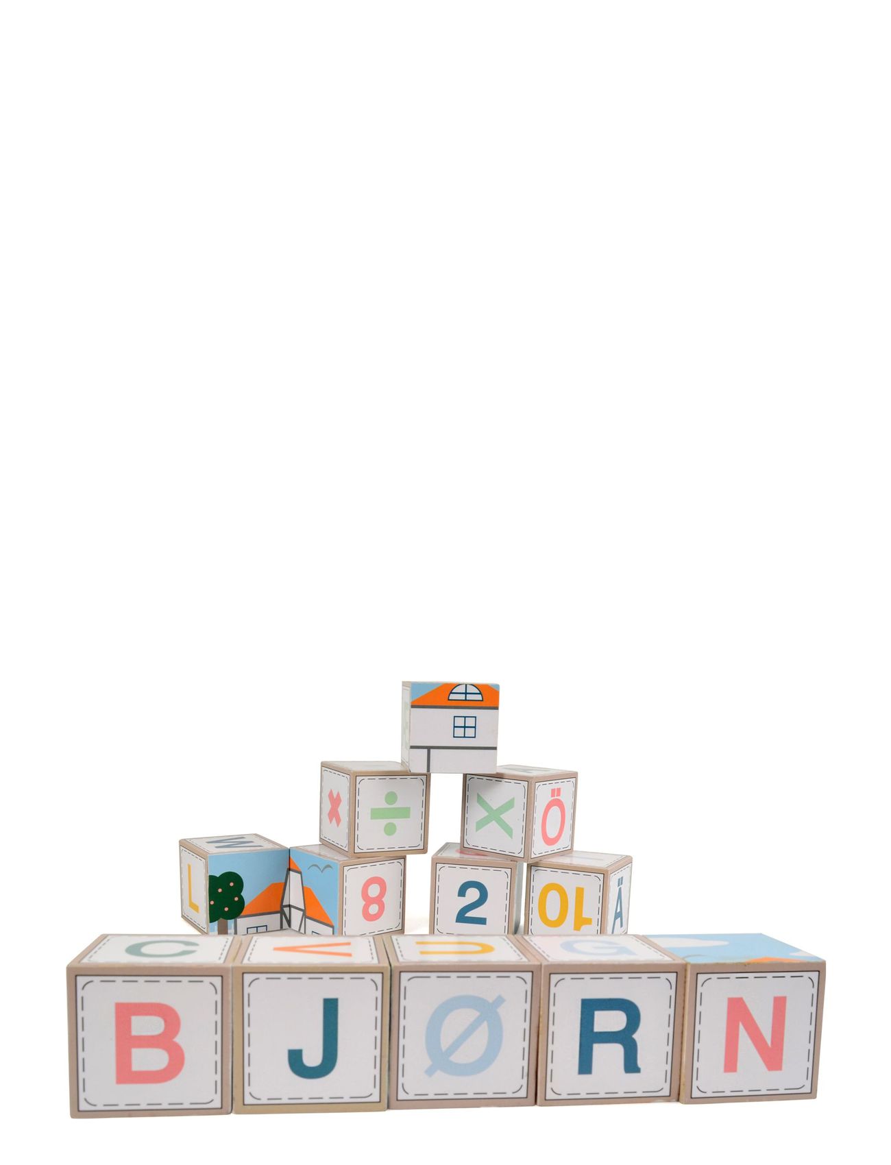 Bulding Blocks '' Farm '' With Scandinavian Letters Toys Building Sets & Blocks Building Blocks Multi/patterned Magni Toys