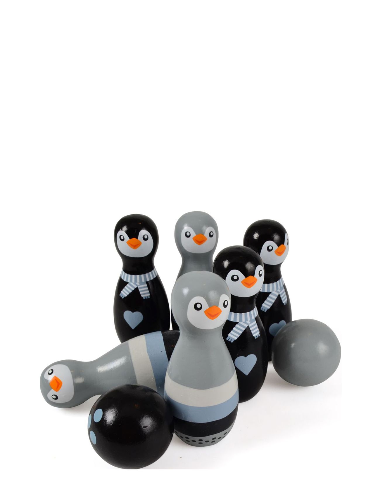 Bowling Games - Wooden Penguin Black Magni Toys