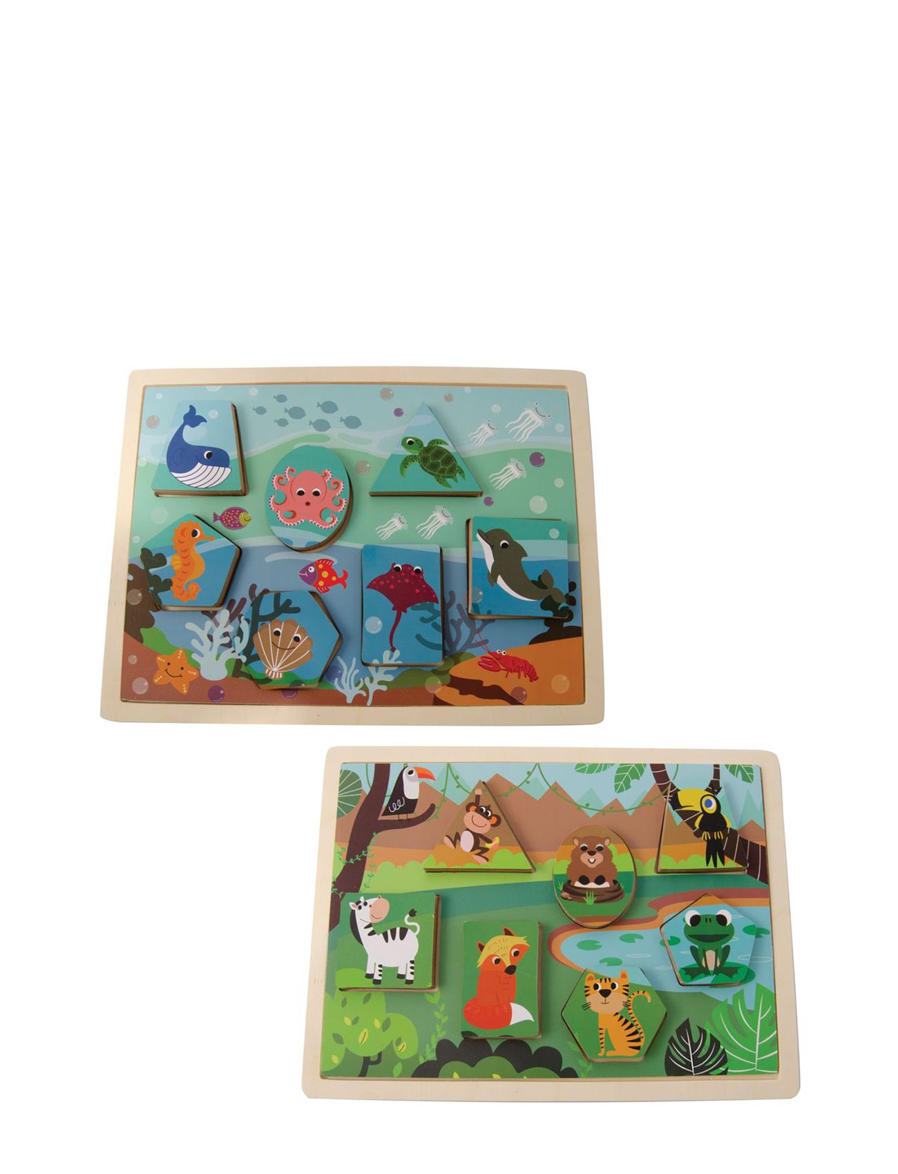 Wooden Puzzle ''Animals'', 2 In 1 Toys Puzzles And Games Puzzles Pegged Puzzles Multi/patterned Magni Toys