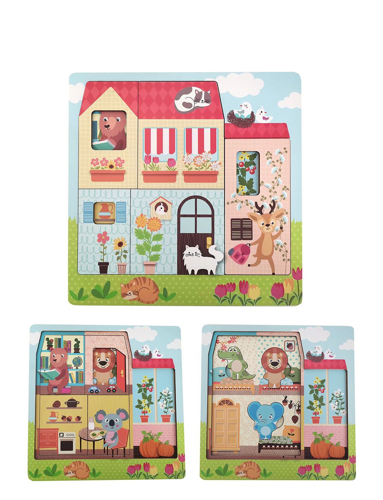Puzzle With Layers - "House" Toys Puzzles And Games Puzzles Classic Puzzles Multi/patterned Magni Toys
