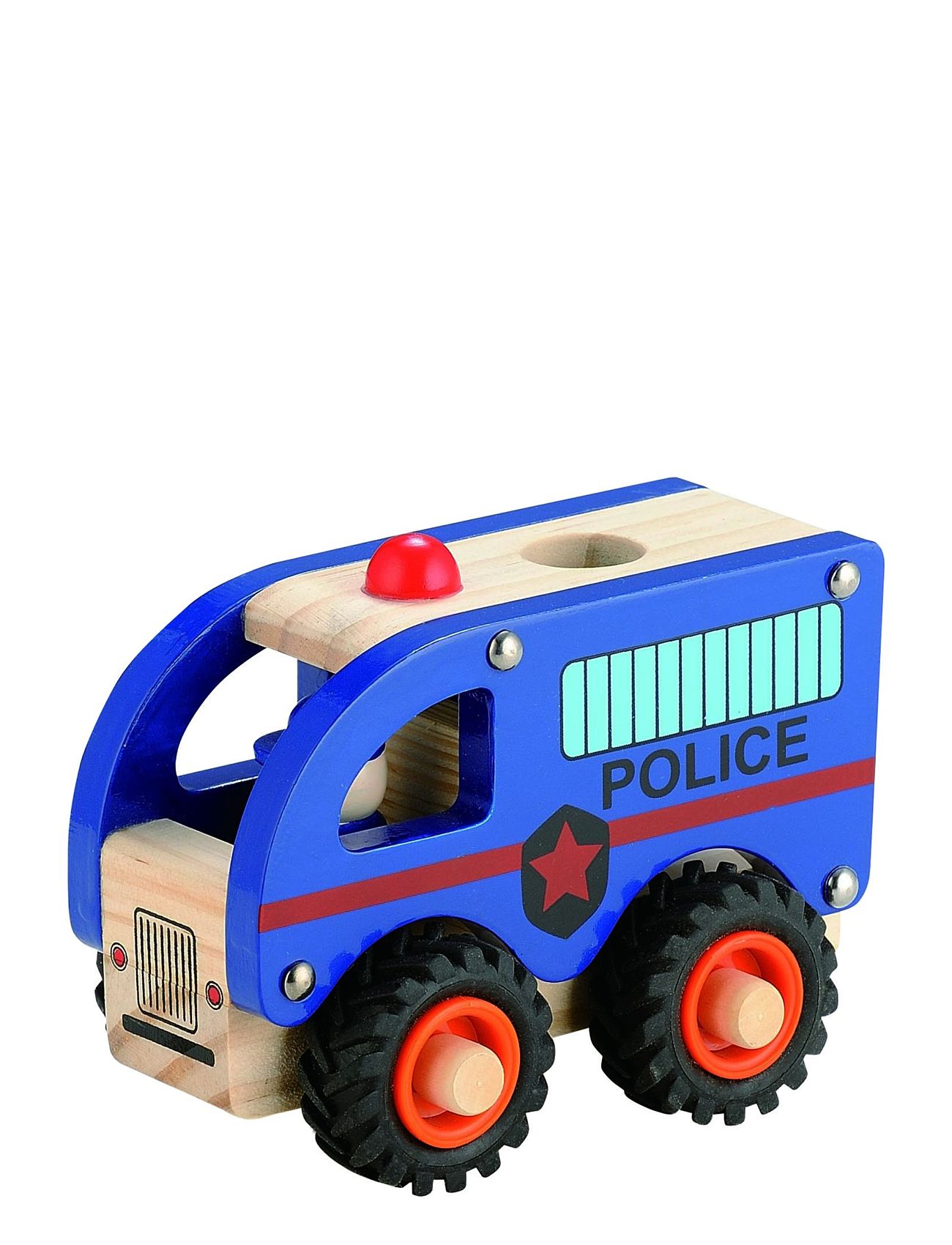 Wooden Police Bus W. Rubber Wheels 100% Fsc Toys Toy Cars & Vehicles Toy Cars Police Cars Blue Magni Toys