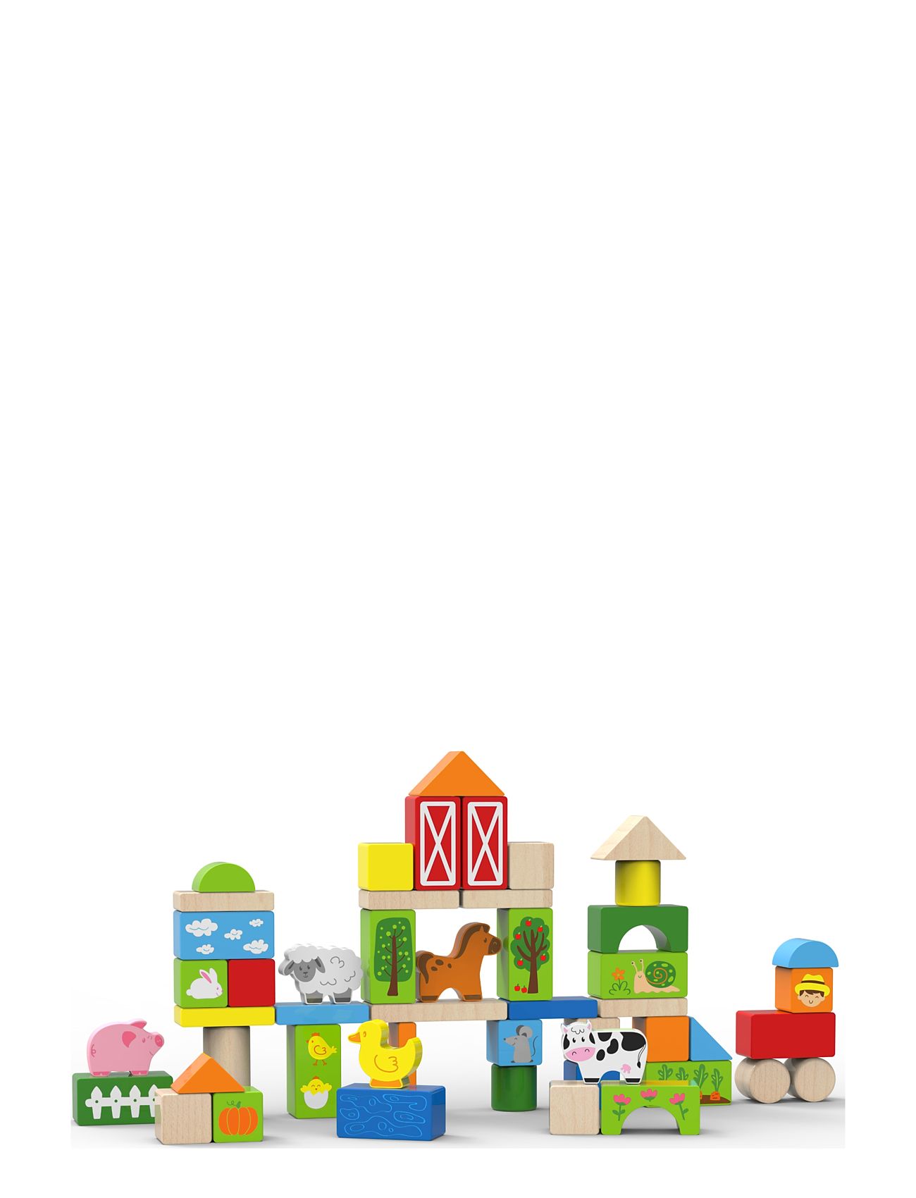 Building Bricks In Box, - Animal Farm, 50 Pieces Toys Building Sets & Blocks Building Blocks Multi/patterned Magni Toys