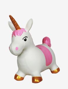 Jumping Unicorn, white, pink and gold - hoppdjur - white, pink, gold