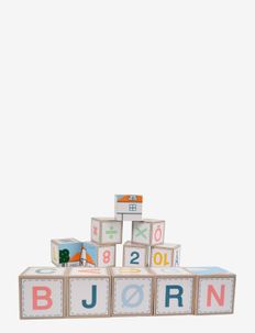 Bulding blocks  '' Farm '' with Scandinavian letters - byggklossar - multi coloured