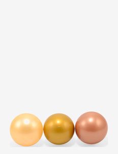 Plastic balls in net. 3 colors; khaki, sand and beige. - lære leg - cobber/khaki/yellow