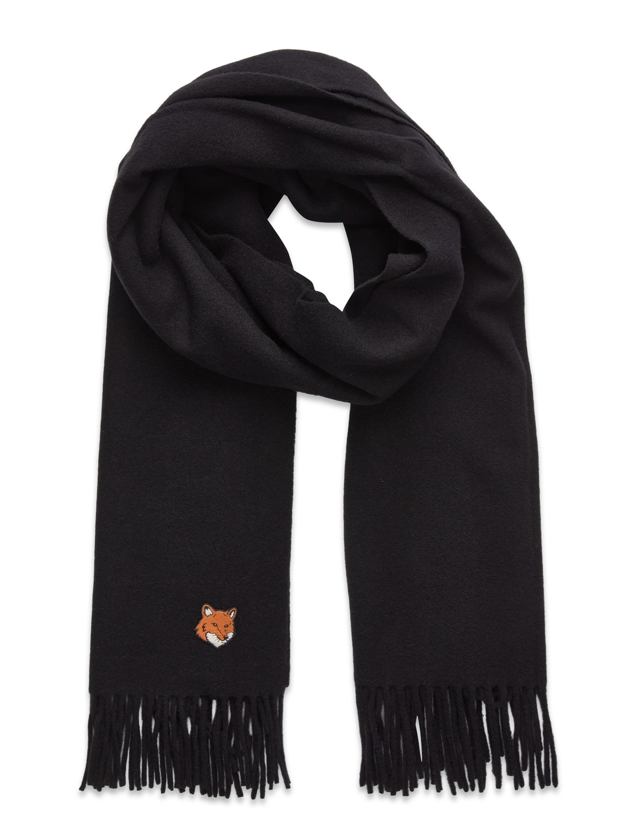 Maison Kitsune Fox Head Scarf, TU, Black, Tørklæder > Vintertørklæder, Herre