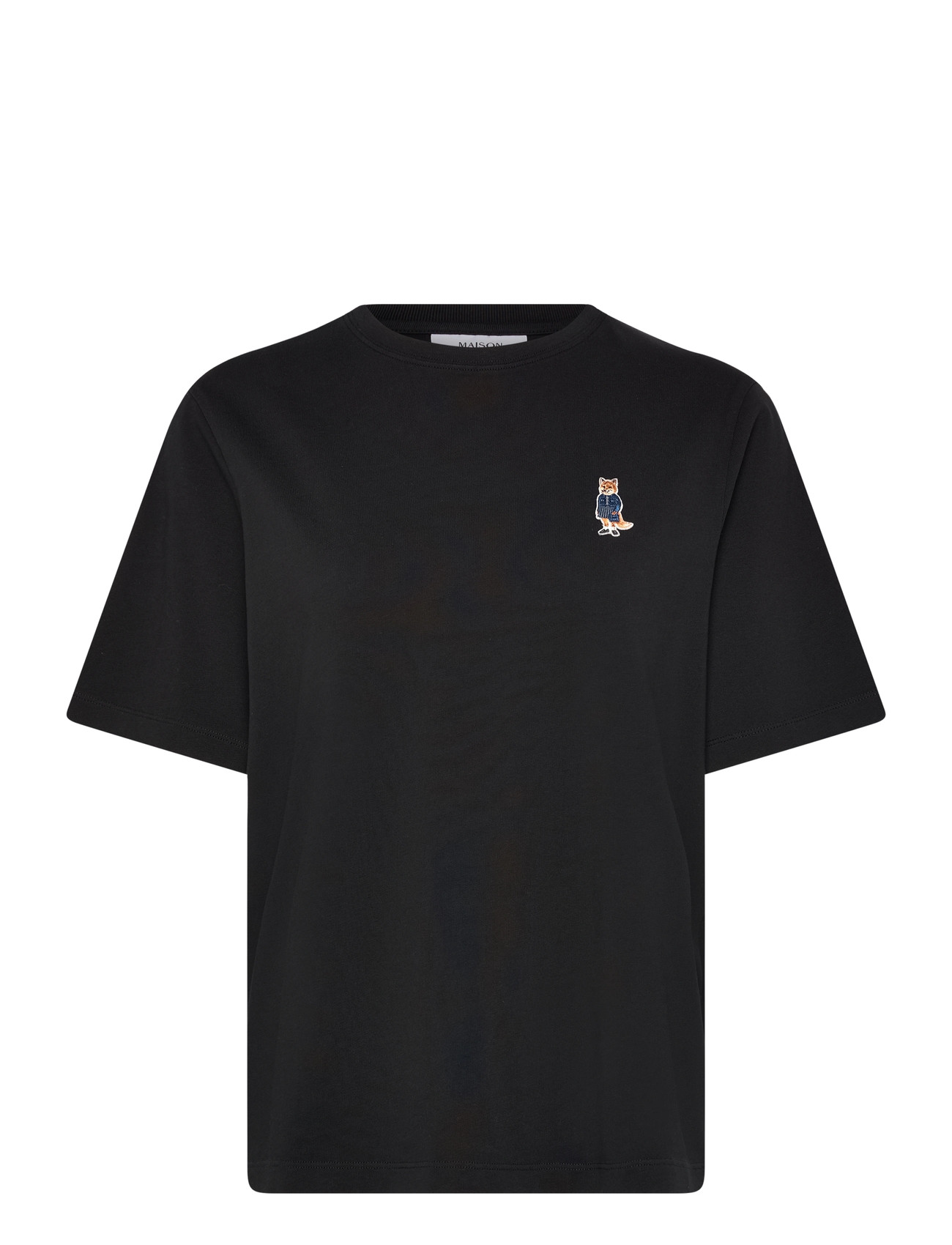 Maison Kitsune Dressed Fox Comfort Tee-Shirt, S, Black, T-Shirts & Toppe > Kortærmede, Dame