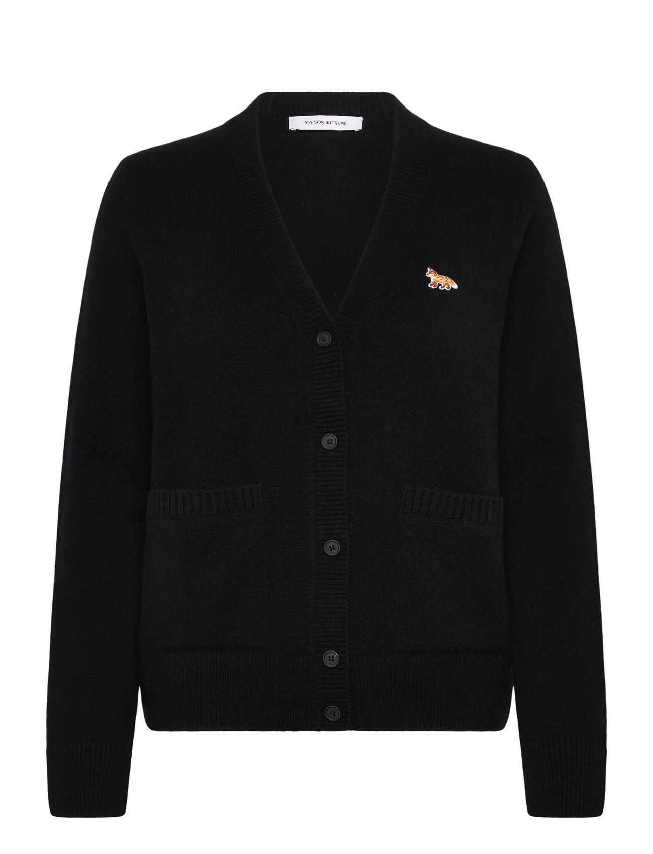 Maison Kitsune Baby Fox Patch Boxy Cardigan, L, Black, Strik > Cardigans, Dame