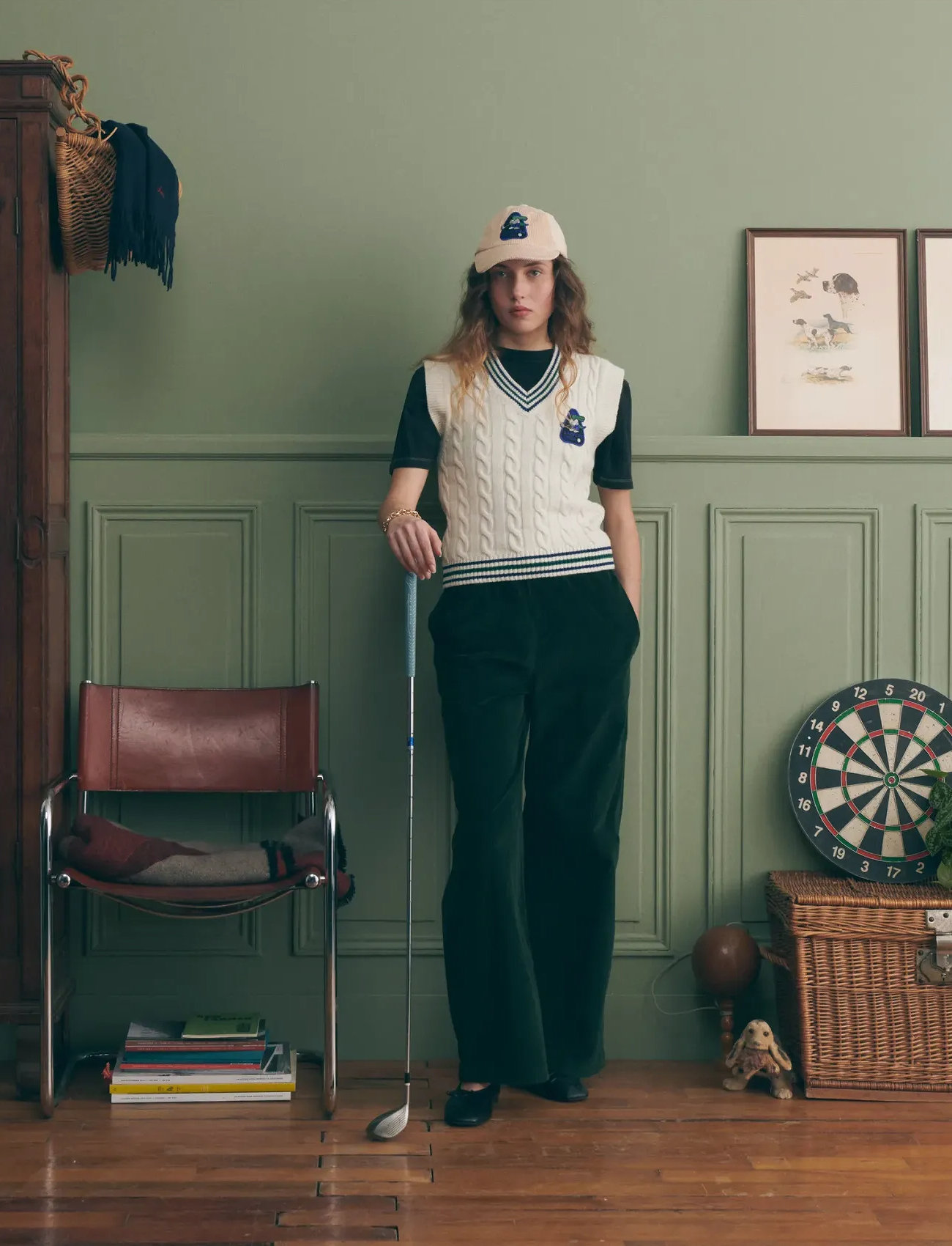 Maison Labiche Mithouard Patch Croco Golf, M, Cream, Veste > Strikkede Veste, Dame