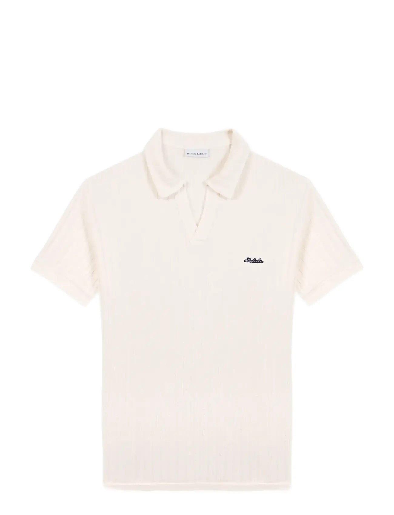 Maison Labiche Faluere Patch Labiche, XL, Cream, Strik > Kortærmede Strikkede Poloer, Herre
