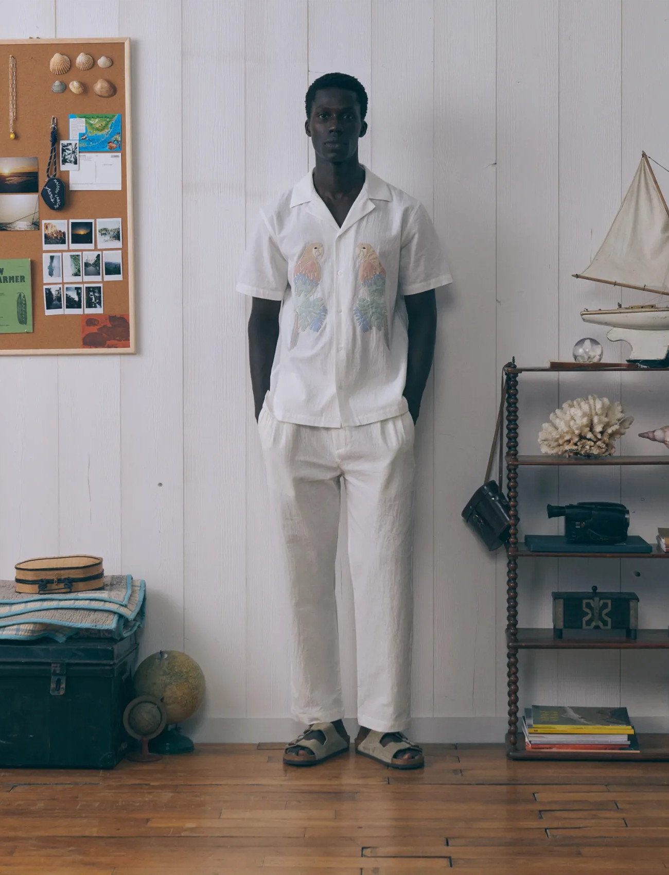 Maison Labiche Morney Parrot, M, White, Skjorter > Afslappet Shirts, Herre