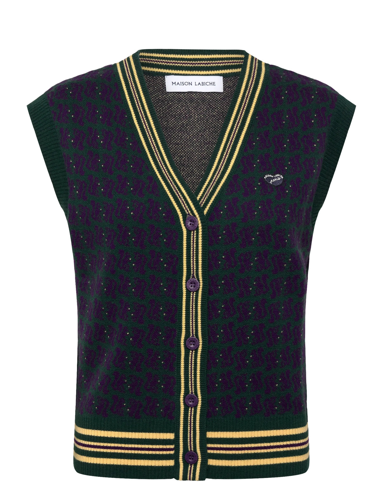 Maison Labiche Alombert Mini Patch Coeur, L, Green, Veste > Strikkede Veste, Dame