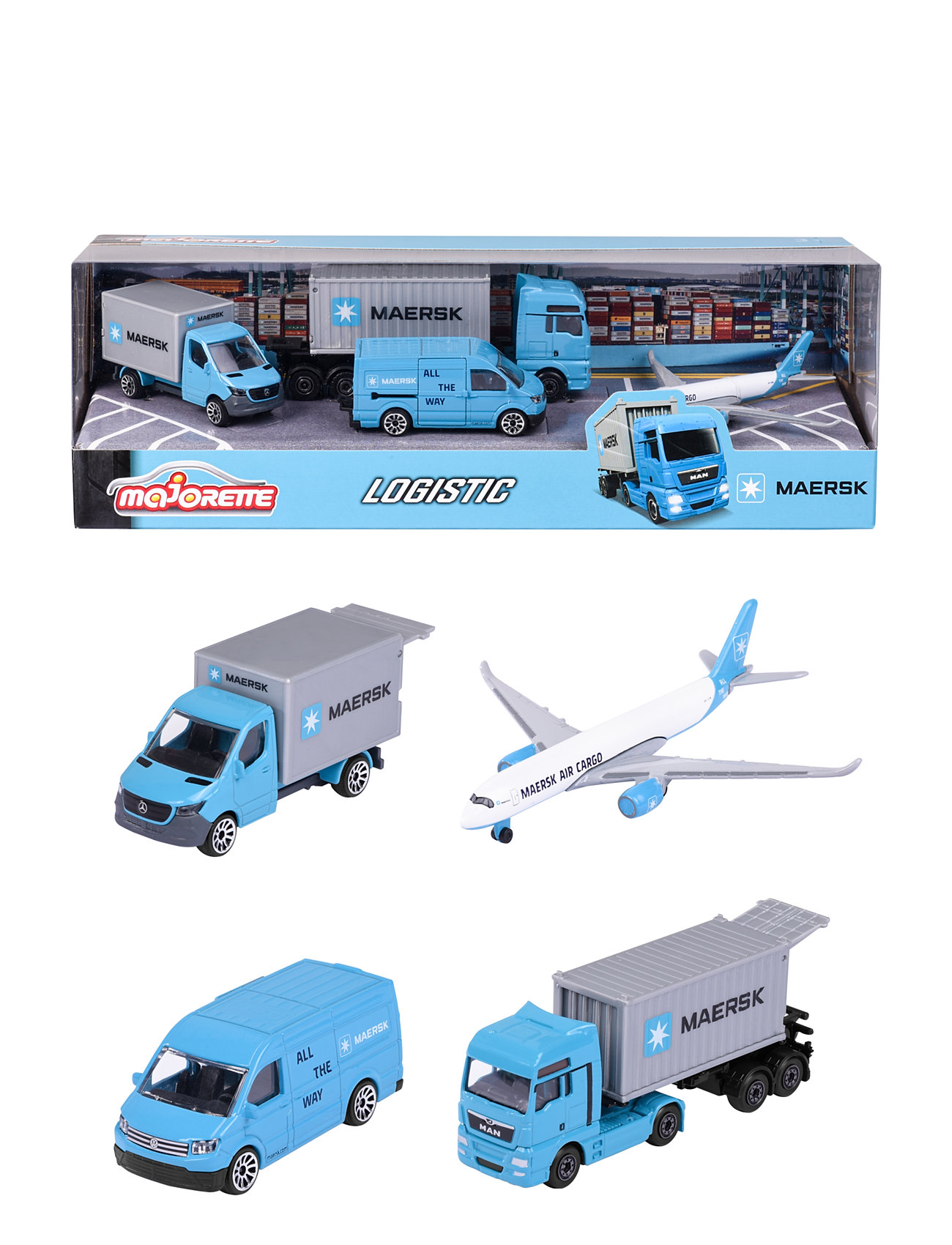 Maersk 4 Pieces Giftpack Toys Toy Cars & Vehicles Toy Vehicles Trucks Blue Majorette