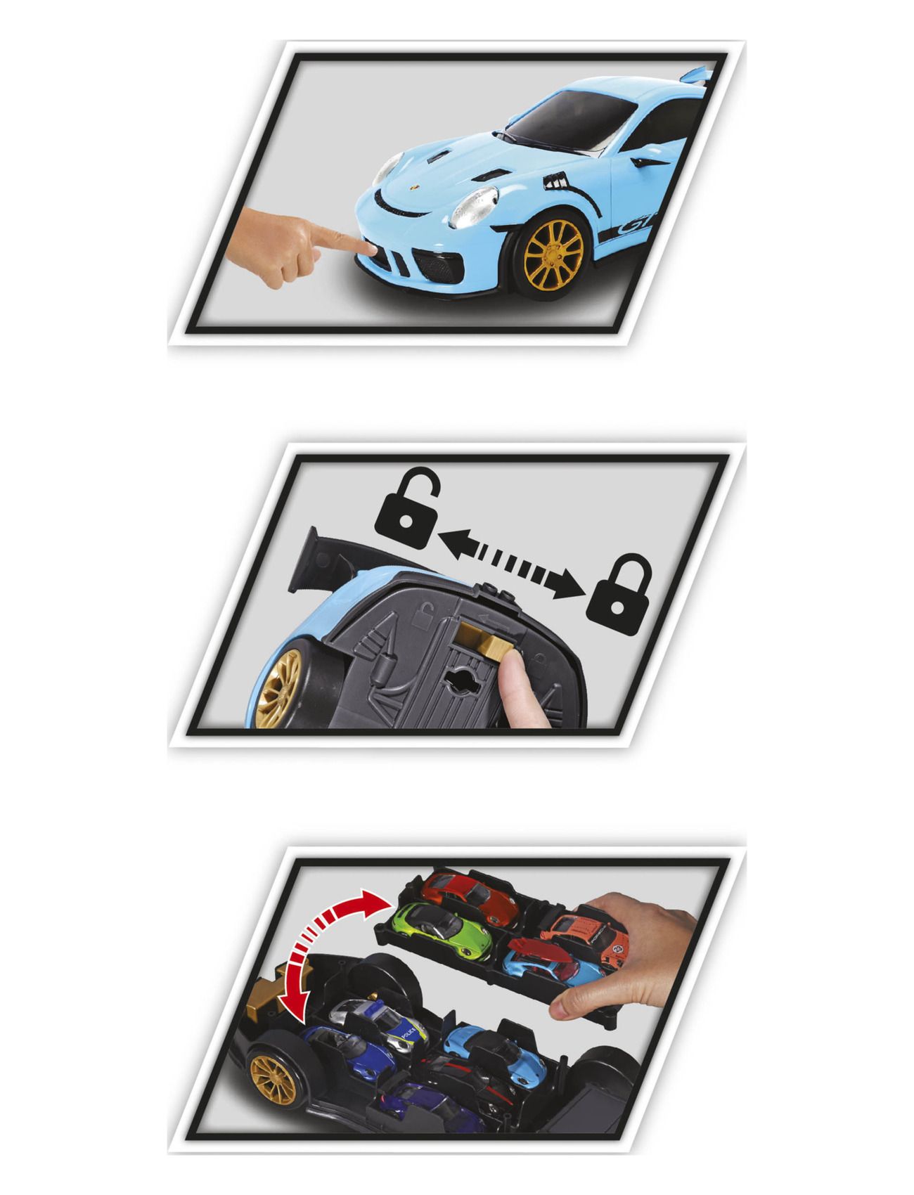 Porsche 911 Gt3 Rs Carry Case + 1 Car Toys Toy Cars & Vehicles Toy Cars Blå Majorette