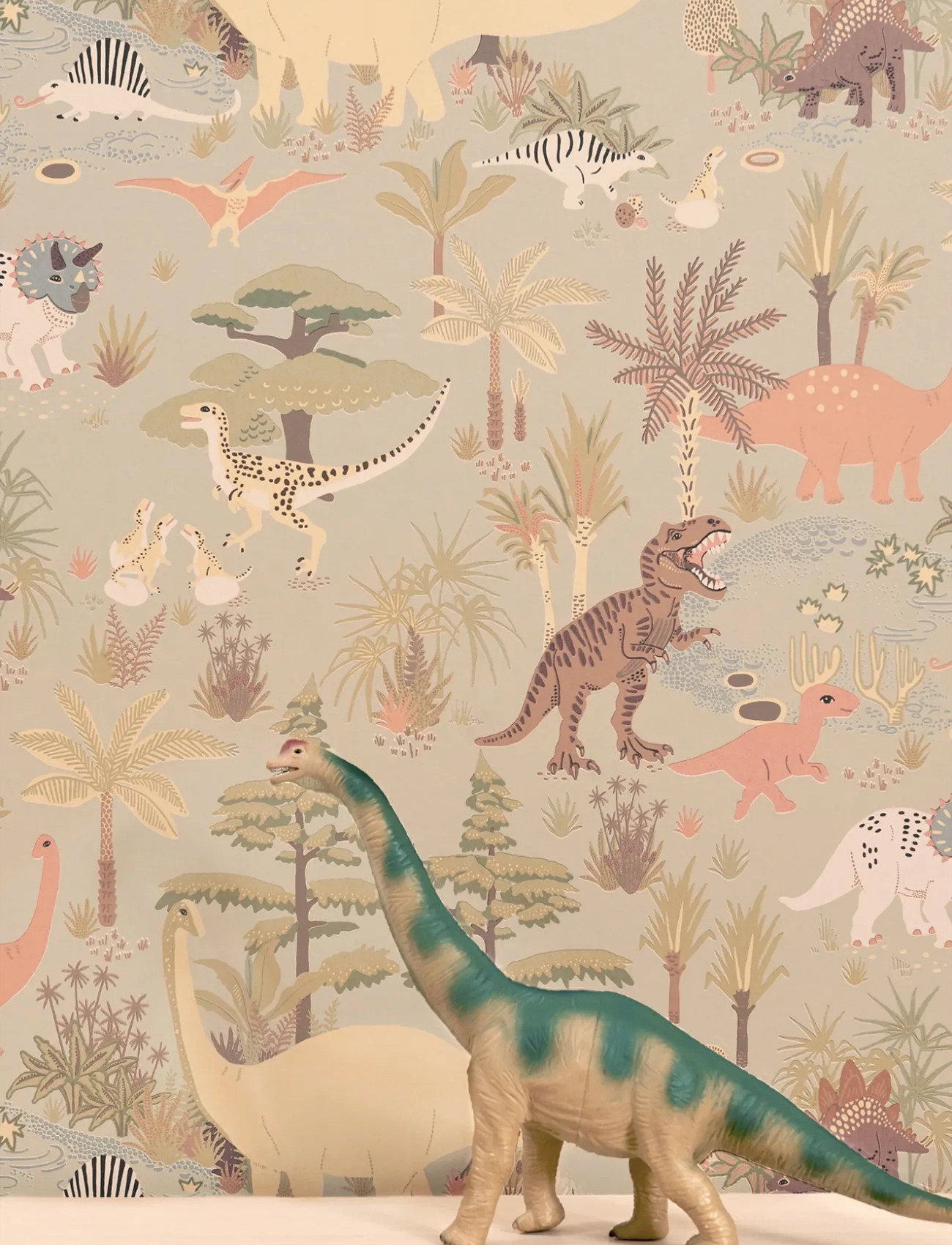 Majvillan Wallpaper Dinosaur Vibes, 1005X53, Green, Dekorativt Tilbehør-Detaljer > Vægdekoration, Unisex