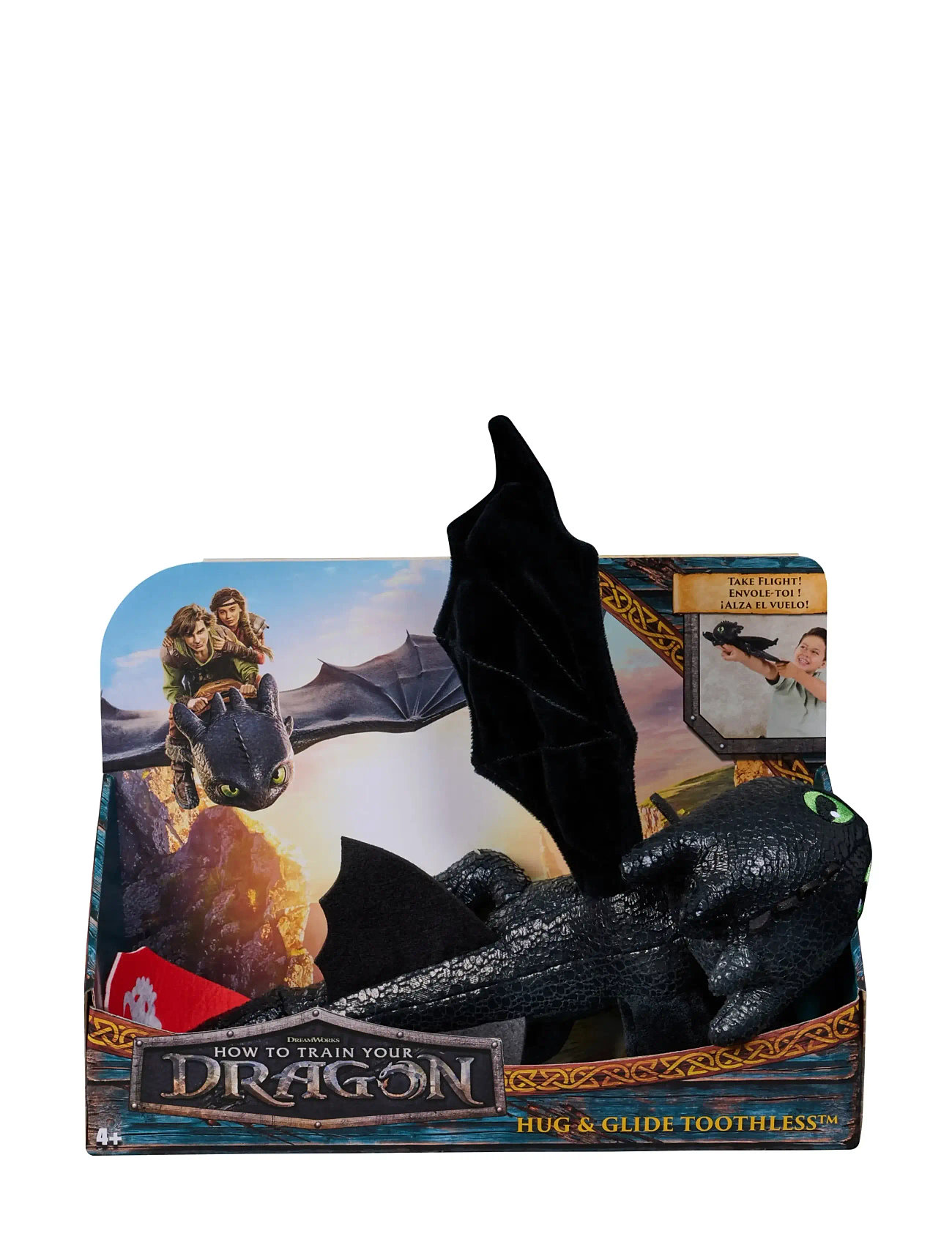 Dragon Dragons Movie Gliding Hug Toothless Plush 30 cm, One Size, Black, Soft Legetøj > Stuffed Animals, Børn