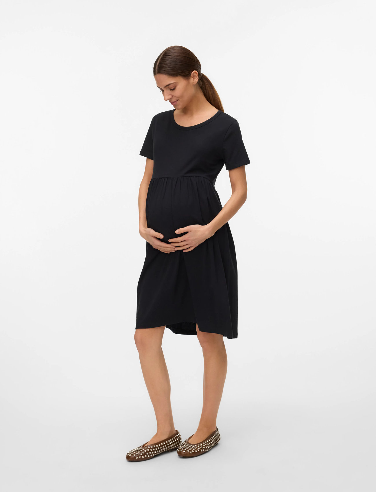 Mamalicious mlmia Ss Jrs Abk Skater Dress Noos, XS, Black, Kjoler > Knælange Og Midi, Dame