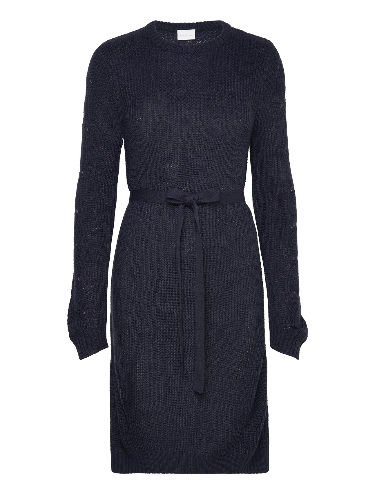 Mlnewlina O Neck L/S Knit Abk Dress Knælang Kjole Navy Mamalicious