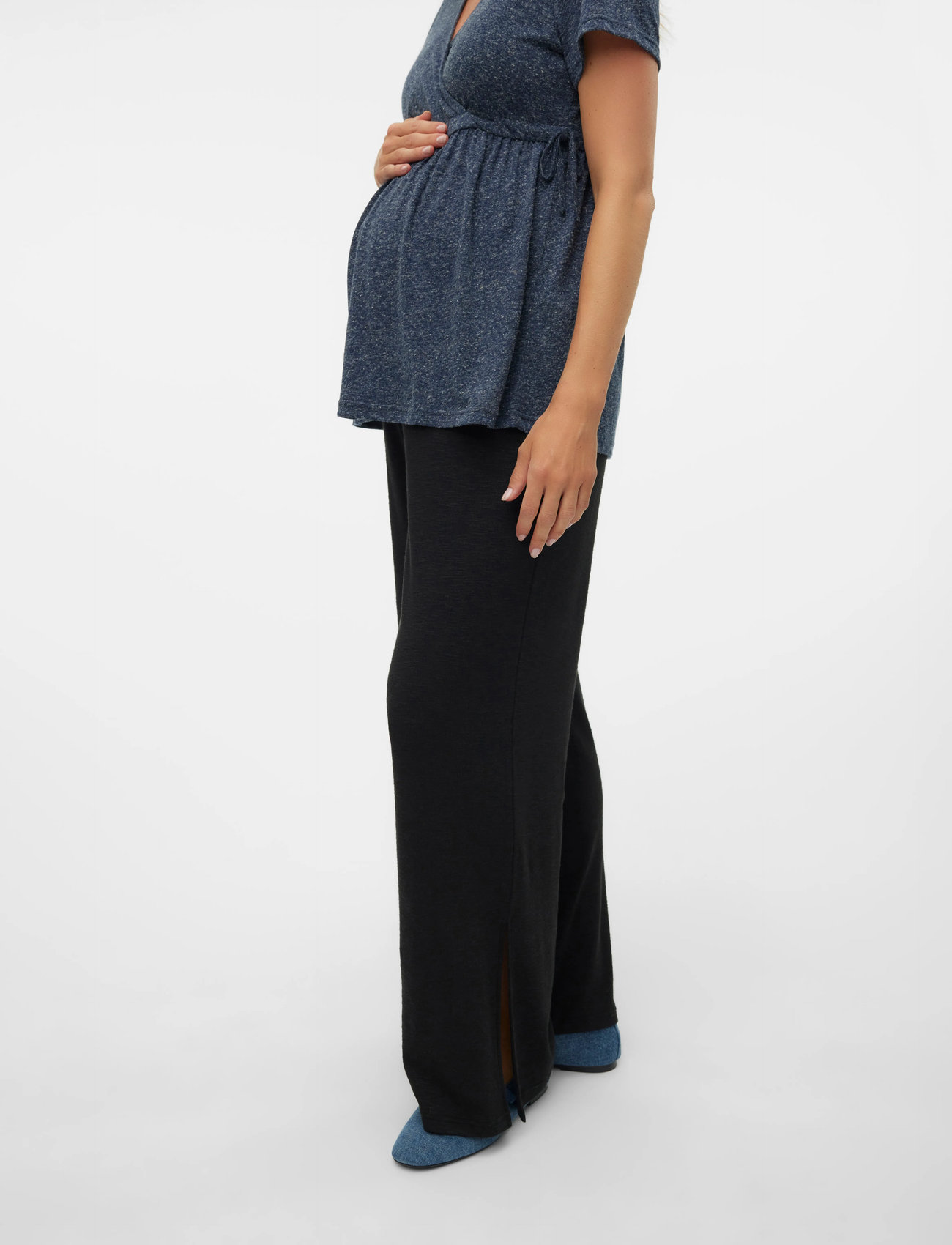 Mamalicious mlfrederikke Wide Slit Jrs Pants Hw, M, Black, Bukser > Joggers, Dame