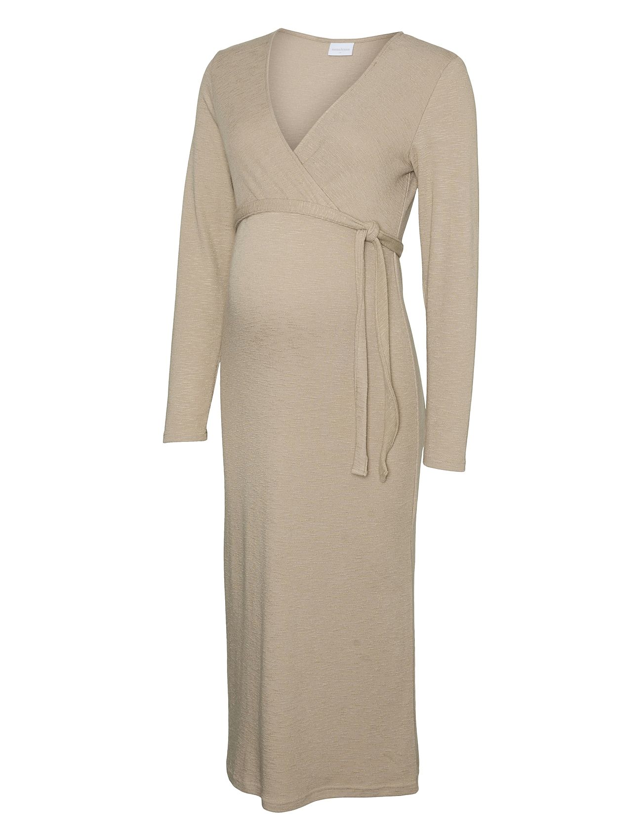 Mlfrederikke Tess Ls Jrs Midi Dress 2F Knelang Kjole Beige Mamalicious