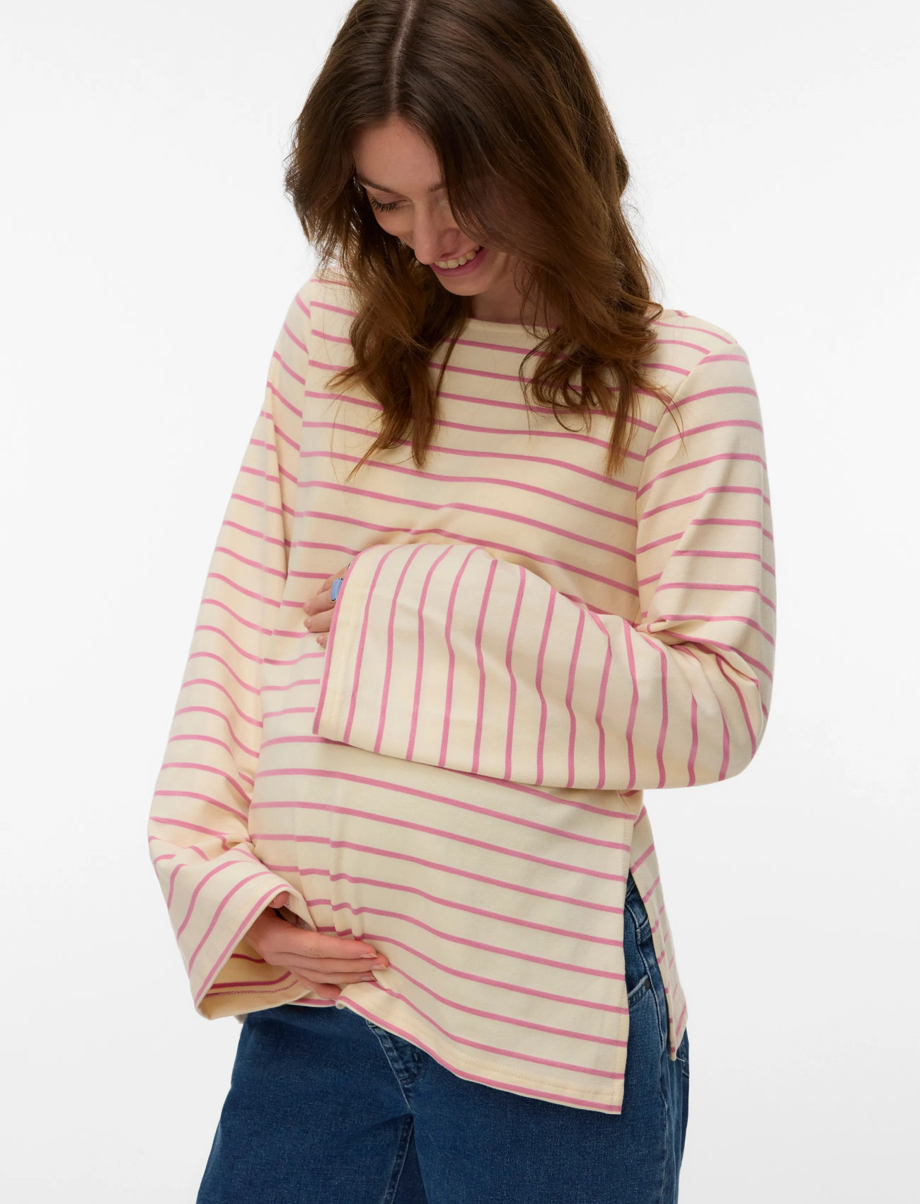 Mamalicious mlamila Vita Ls Boatneck Jrs Top 2F, XXL, Cream, T-Shirts & Toppe > Langærmede, Dame