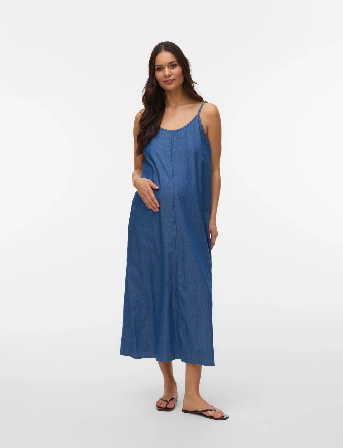 Mamalicious mlvanda S/L Midaxi Wo Dress, XS, Blue, Kjoler > Maxikjole, Dame