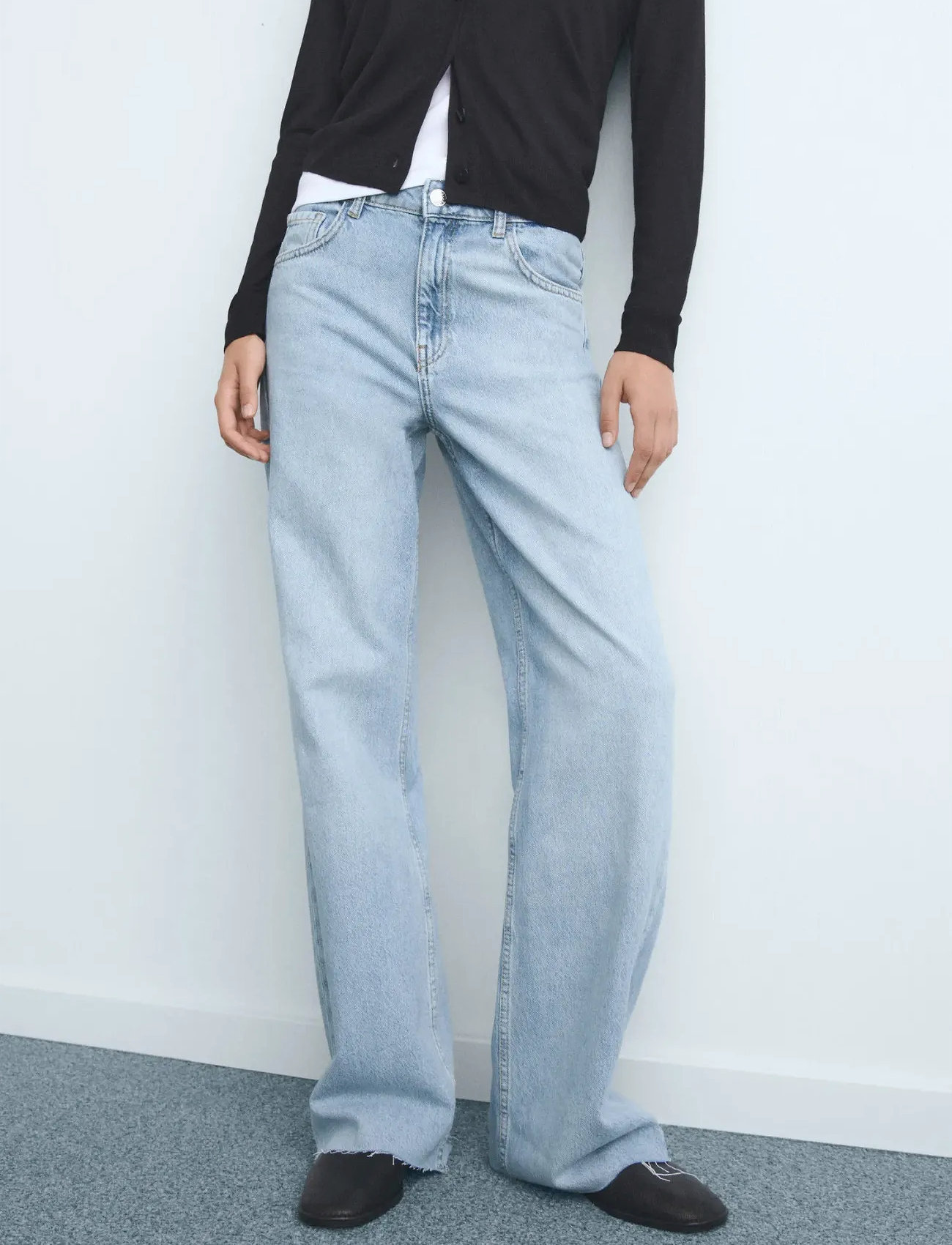 Mango Danila High-Waisted Wide Leg Jeans, 44, Blue, Jeans > Vidde, Dame