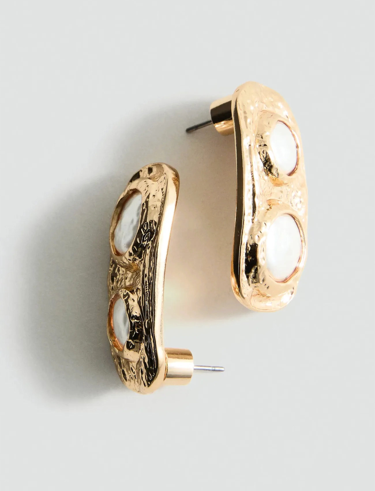 Mango Combined Textured Earrings, One Size, Gold, Øreringe > Ørestikker, Dame