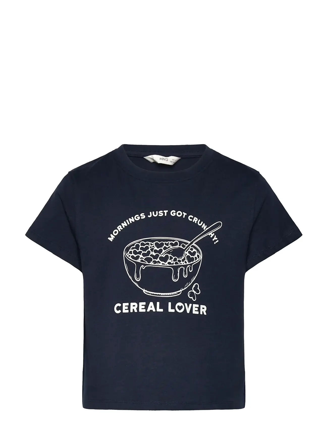 MANGO Kurzärmelig Printed T-Shirt Schwarz - 11-12 - Kinder