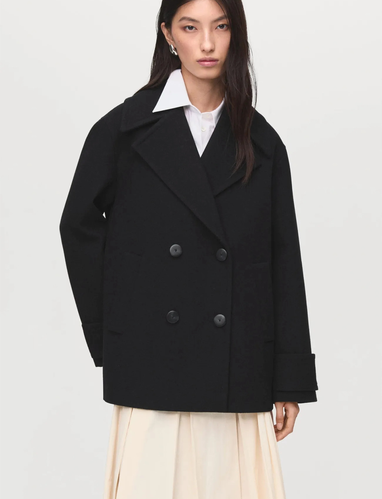 Mango Double Breasted Wool Blend Coat