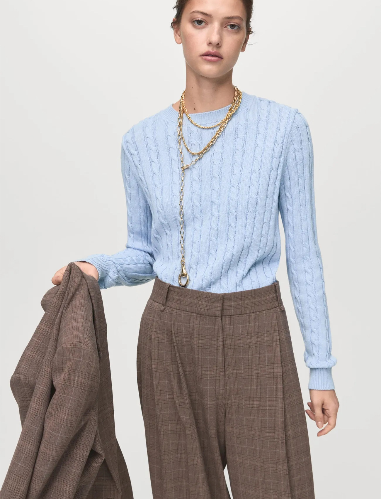 Mango Braided Knitted Sweater, S, Blue, Strik > Trøjer, Dame