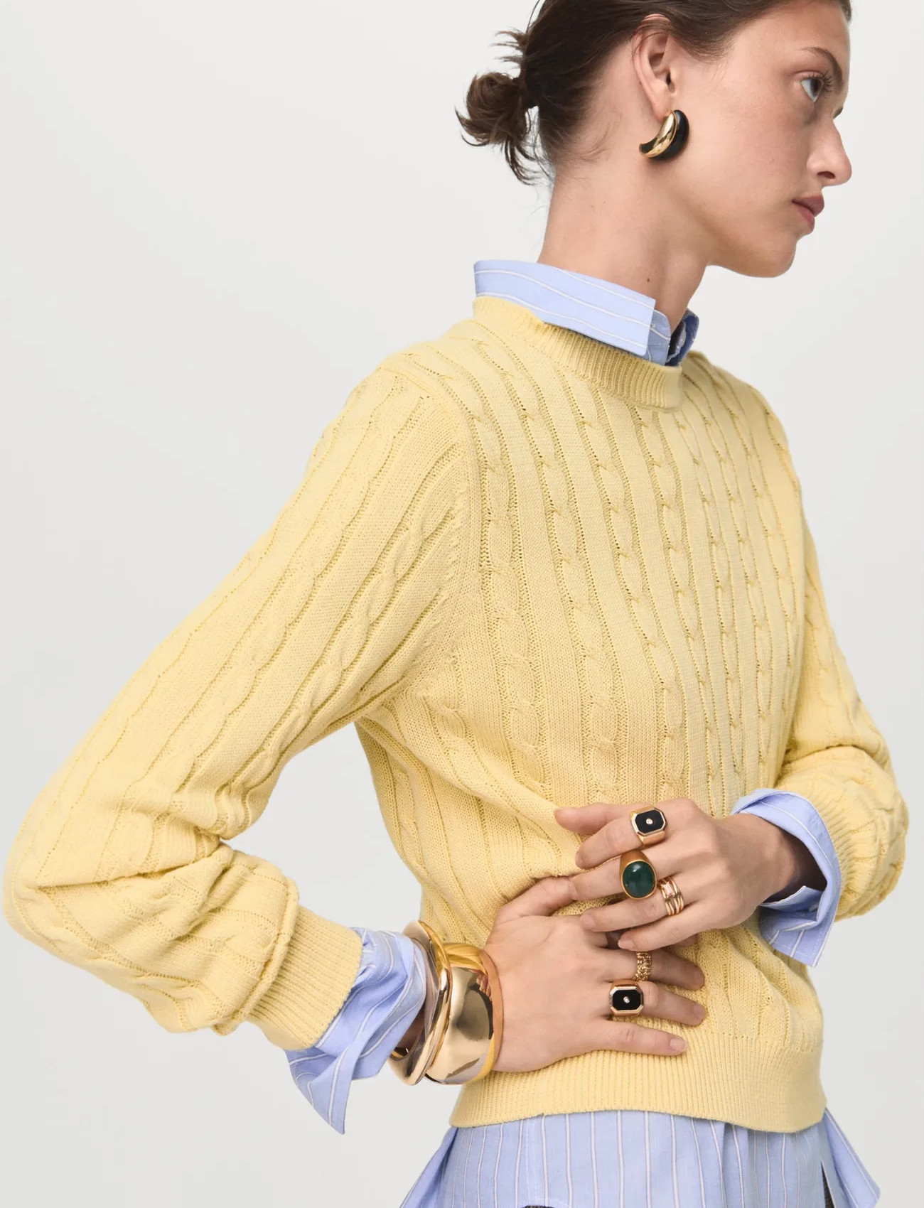 Mango Braided Knitted Sweater, XS, Yellow, Strik > Trøjer, Dame