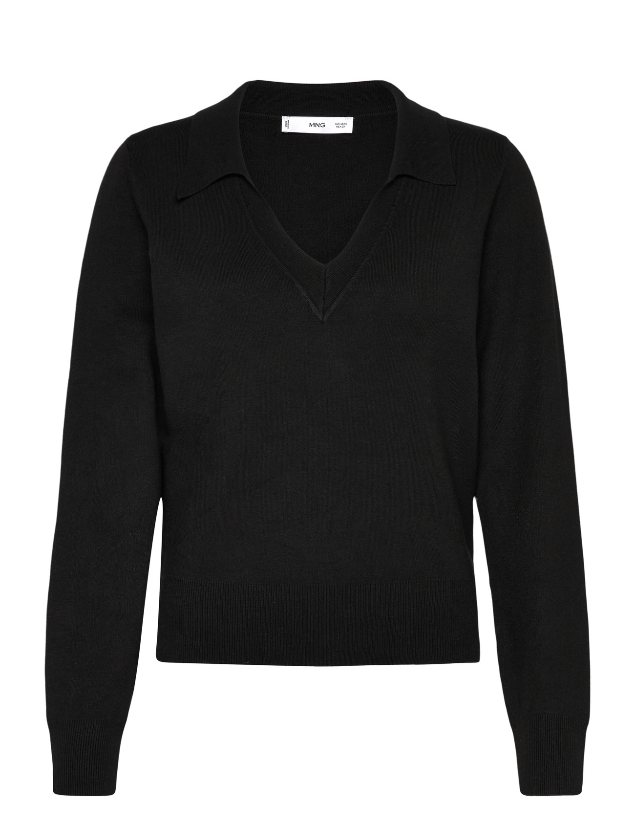 MANGO Fine-Knit V-Ausschnitt Pullover Schwarz - L - Damen
